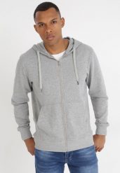 Szara Bluza Atrion. Szare bluzy z kapturem męskie Born2be, l, z jeansu. Za 84.99 zł.