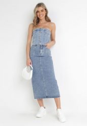 Niebieska Jeansowa Spódnica Midi Zabiva. Niebieskie spódniczki damskie Born2be, m, bez wzorów, z jeansu, midi. Za 129.99 zł.