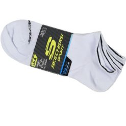 Skarpetki sportowe męskie 6pk Terry No Show. Białe skarpetki męskie Skechers, bez wzorów, z materiału. Za 59.99 zł.