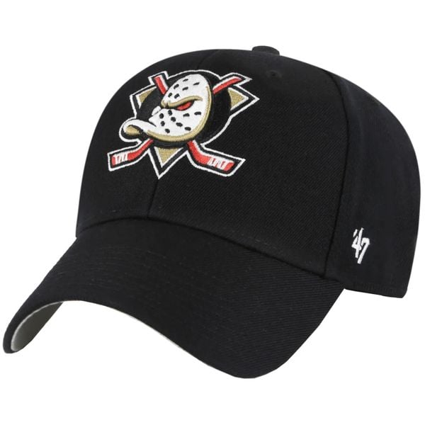 Czapka z daszkiem dla dorosłych 47 NHL Anaheim Ducks Cap. Czarne czapki męskie 47 Brand, bez wzorów, z materiału. Za 109.99 zł.