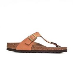 Japonki damskie Birkenstock Gizeh. Żółte klapki damskie Birkenstock, bez wzorów, z materiału, bez obcasa. Za 429.99 zł.