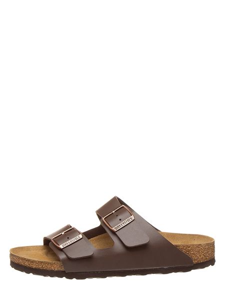 Birkenstock Klapki "Arizona" w kolorze brązowym rozmiar: 41. Brązowe klapki damskie Birkenstock, bez wzorów, bez obcasa. Za 335.02 zł.