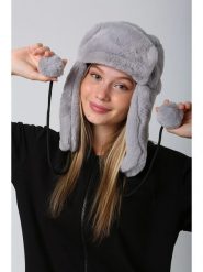 Lucky Bees Czapka w kolorze jasnoszarym rozmiar: onesize. Szare czapki zimowe damskie Lucky Bees, z futra. Za 43.99 zł.