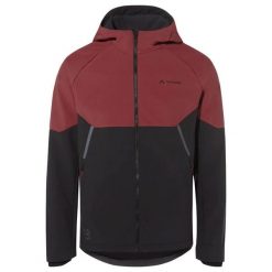 Wodoodporna kurtka z kapturem zapinanym na zamek błyskawiczny VAUDE Qimsa. Czerwone kurtki męskie Vaude, bez wzorów, z softshellu, sportowe, z kapturem. Za 685.90 zł.