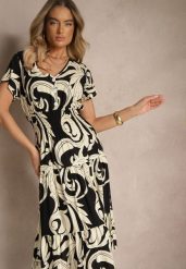 Czarna Bawełniana Sukienka z Abstrakcyjnym Motywem i Guzikami Talivea. Czarne sukienki damskie Renee, na co dzień, na lato, l, bez wzorów, z bawełny, eleganckie, bez kołnierzyka, bez ramiączek, midi, proste. W wyprzedaży za 41.99 zł.