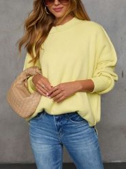 Milan Kiss Sweter w kolorze żółtym rozmiar: L. Żółte swetry klasyczne damskie Milan Kiss, l, z bawełny, bez kołnierzyka. Za 174.84 zł.