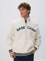 Polarowa bluza ze stójką - granatowy. Niebieskie bluzy bez kaptura męskie Reserved, l, z dzianiny. Za 159.99 zł.