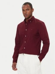 Tommy Hilfiger Koszula MW0MW37550 Bordowy Regular Fit. Czerwone koszule męskie Tommy Hilfiger, l, bez wzorów, z bawełny, bez kołnierzyka, bez ramiączek. Za 349.99 zł.