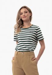 Koszulka w paski T-FREE. Zielone t-shirty damskie Volcano, m, bez wzorów, z materiału, bez kołnierzyka. Za 69.99 zł.