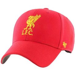 Męska czapka z daszkiem 47 Brand EPL FC Liverpool Cap. Czerwone czapki męskie 47 Brand, bez wzorów, z materiału, sportowe. Za 99.99 zł.