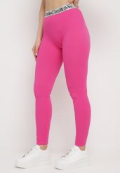 Fuksjowe Elastyczne Legginsy z Szeroką Gumą w Pasie Rindama. Czerwone legginsy damskie Born2be, l, bez wzorów, z gumy. Za 19.99 zł.