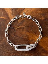 Eclat d'Argent Srebrna bransoletka z cyrkoniami rozmiar: onesize. Szare bransoletki damskie Eclat d'Argent, srebrne. Za 448.99 zł.