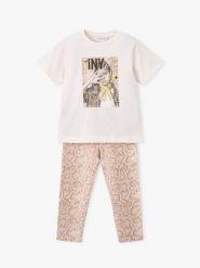 Mayoral Komplet t-shirt i legginsy 3727 Beżowy Regular Fit. Brązowe koszulki dziewczęce Mayoral, bez wzorów, z bawełny, bez ramiączek. Za 129.99 zł.