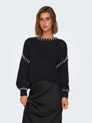 ONLY Sweter w kolorze czarnym rozmiar: XL. Czarne swetry klasyczne damskie Only, xl, ze splotem, bez kołnierzyka. Za 100.99 zł.