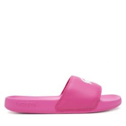 Klapki Lacoste. Czerwone klapki damskie Lacoste, bez wzorów, bez obcasa. Za 149.99 zł.