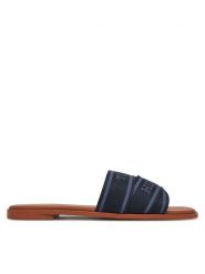 Tommy Hilfiger Klapki Webbing Mule FW0FW08421 Granatowy. Niebieskie klapki damskie Tommy Hilfiger, bez wzorów, z materiału, bez obcasa. Za 289.99 zł.