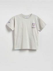 T-shirt Kuromi - jasnoszary. Szare koszulki dziewczęce Reserved, bez wzorów, z bawełny, bez ramiączek. Za 49.99 zł.