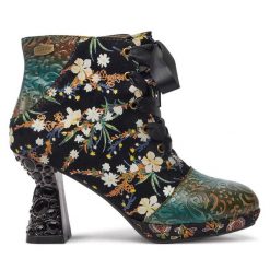 Botki Laura Vita. Zielone botki damskie Laura Vita, bez obcasa, na słupku, bez zapięcia. Za 629.99 zł.