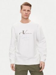 Calvin Klein Jeans Bluza Monogram Echo J30J325516 Biały Regular Fit. Białe bluzy bez kaptura męskie Calvin Klein Jeans, l, z bawełny. Za 339.99 zł.