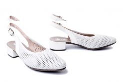 RIEKER 47066-80 white, czółenka damskie. Białe czółenka damskie Rieker, w ażurowe wzory, bez obcasa, na obcasie. Za 271.92 zł.