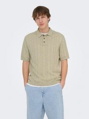 ONLY & SONS Koszulka polo "Onssofus" w kolorze beżowym rozmiar: S. Brązowe koszulki polo męskie Only & Sons, s, bez wzorów, bez ramiączek. Za 83.03 zł.
