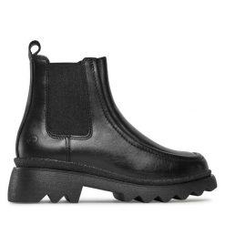 Sztyblety Tamaris. Czarne botki damskie Tamaris, bez obcasa, na płaskiej podeszwie, bez zapięcia. Za 399.99 zł.