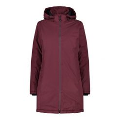 Parka dla kobiet CMP. Czerwone parki damskie CMP, bez wzorów, z materiału. Za 466.55 zł.