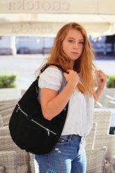 CZARNA VERA PELLE ZAMSZOWA TOREBKA A4 SKÓRZANA WOREK K51. Czarne torby na laptopa damskie ze skóry. Za 165.74 zł.