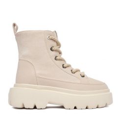 Trzewiki Roxy. Brązowe botki damskie Roxy, bez obcasa, na płaskiej podeszwie, bez zapięcia. Za 189.99 zł.