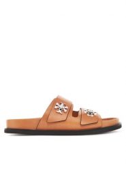 Tory Burch Klapki T Lock Sport Slide 166905 Brązowy. Brązowe klapki damskie Tory Burch, bez wzorów, ze skóry, bez obcasa. Za 1,359.00 zł.