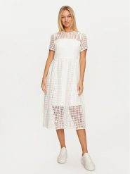 DKNY Sukienka codzienna DD4AH520 Écru Regular Fit. Sukienki damskie DKNY, na co dzień, bez wzorów, z syntetyku, bez kołnierzyka, bez ramiączek, proste. Za 919.99 zł.
