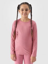 4F Longsleeve regular gladki dziewczęcy - różowy 140 (9-10 lat). Czerwone koszulki dziewczęce 4f, bez wzorów, z bawełny, bez ramiączek. W wyprzedaży za 39.99 zł.