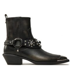 Kowbojki PINKO. Czarne botki damskie Pinko, bez obcasa, na płaskiej podeszwie, bez zapięcia. Za 1,489.00 zł.