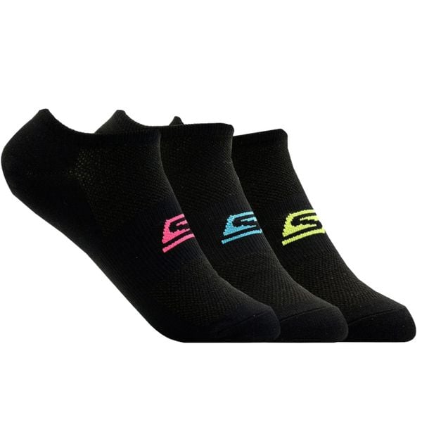Skarpetki sportowe damskie 3pk Womens Microfiber Non Terry No Show. Czarne skarpetki damskie Skechers, bez wzorów, z materiału. Za 79.99 zł.