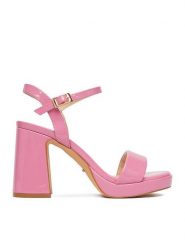 DeeZee Sandały CEO-SS22-049 Różowy. Czerwone sandały damskie DeeZee, bez wzorów, z materiału, bez obcasa, na słupku. Za 159.99 zł.