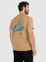 4F T-shirt regular z nadrukiem męski - beżowy XXL. Brązowe t-shirty męskie 4f, m, bez wzorów, z bawełny, bez kołnierzyka. Za 79.99 zł.