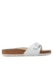 Birkenstock Klapki Madrid Bs 40731 Biały. Białe klapki damskie Birkenstock, bez wzorów, ze skóry, bez obcasa. Za 299.00 zł.