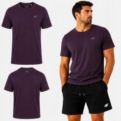 T-SHIRT MĘSKI 4F KOSZULKA 1 BAWEŁNA KOLEKCJA LIMITOWANA M3948 SS26. Fioletowe t-shirty sportowe męskie 4f, m, z bawełny, bez ramiączek, na fitness i siłownię. Za 54.99 zł.