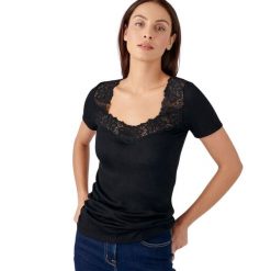 Koszulka damska Damart Thermolactyl. Czarne bluzki damskie DAMART, bez wzorów, ze skóry, bez ramiączek. Za 183.50 zł.