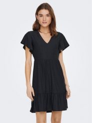ONLY Sukienka codzienna 15289687 Granatowy Regular Fit. Niebieskie sukienki damskie Only, na co dzień, s, bez wzorów, z syntetyku, bez kołnierzyka, bez ramiączek, proste. Za 109.99 zł.