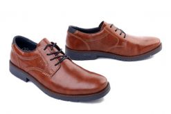 Rieker 13900-24 brown, półbuty męskie. Brązowe półbuty męskie Rieker, ze skóry ekologicznej, bez zapięcia. Za 369.90 zł.
