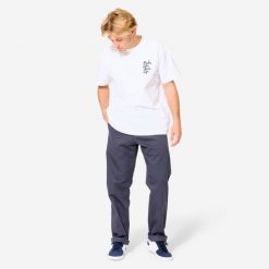Spodnie chinos na deskorolkę CN500 Heavy szare. Szare szorty męskie Decathlon, bez wzorów, z bawełny, sportowe. Za 139.99 zł.