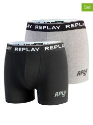 Replay Underwear Bokserki (2 pary) w kolorze czarnym i szarym rozmiar: L. Czarne bokserki męskie Replay Underwear, bez wzorów. Za 43.99 zł.