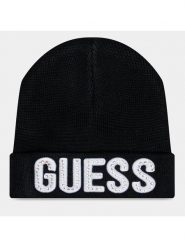 Guess Czapka A0BZ01 Z2QQ0 Czarny. Czarne czapki dziecięce Guess, na zimę, z aplikacjami, z materiału. Za 99.99 zł.