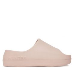 Klapki Hunter. Czerwone klapki damskie Hunter, bez wzorów, bez obcasa. Za 99.99 zł.