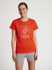 Koszulka damska Hummel S/S. Czerwone t-shirty damskie HUMMEL, l, bez wzorów, z bawełny, bez kołnierzyka. Za 166.50 zł.
