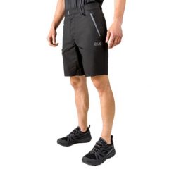 Spodenki trekkingowe męskie Jack Wolfskin Active Track. Czarne szorty męskie Jack Wolfskin, bez kołnierzyka. Za 169.99 zł.