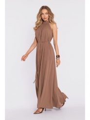 Made of emotion Sukienka w kolorze brązowym rozmiar: onesize. Brązowe sukienki damskie Made Of Emotion, bez wzorów, z tkaniny, bez kołnierzyka, bez ramiączek, maxi. Za 244.99 zł.