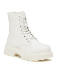 Jenny Fairy Trapery H21B1003-6 Biały. Białe trapery damskie Jenny Fairy, ze skóry, bez obcasa. Za 199.99 zł.