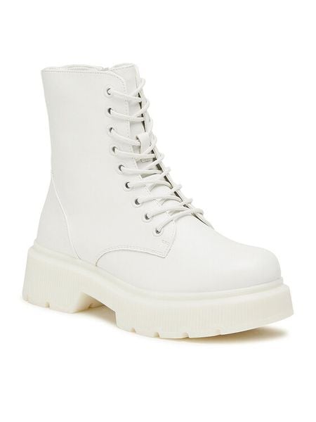 Jenny Fairy Trapery H21B1003-6 Biały. Białe trapery damskie Jenny Fairy, ze skóry, bez obcasa. Za 199.99 zł.